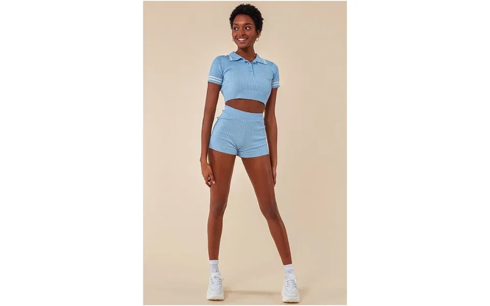 Cosmochic Crop Top & Short Loungewear Set - Blue