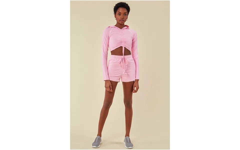 Cosmochic Jersey Short Set With Drawstring Top - Pink