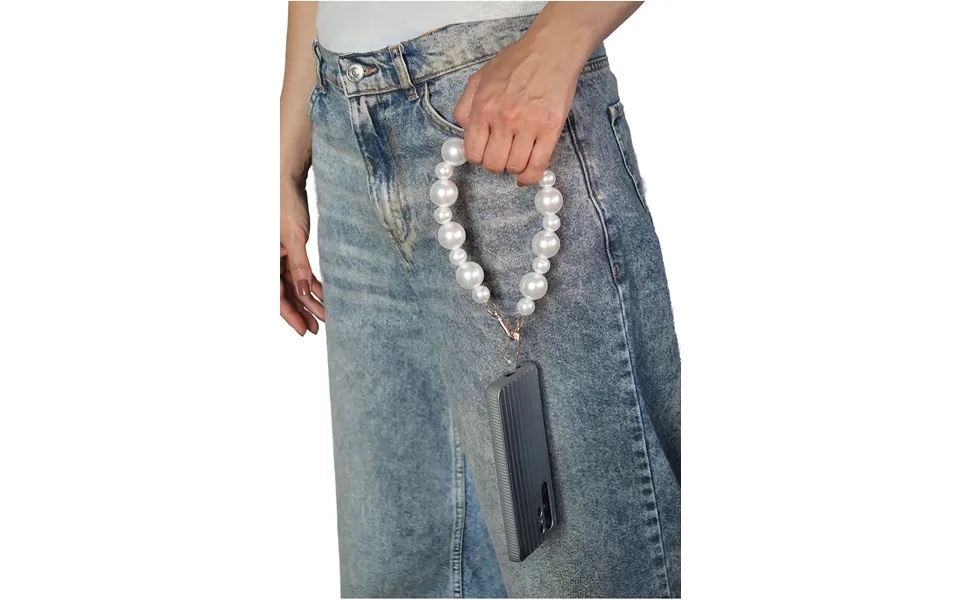 Goddiva Accessories Pearl Phone Strap - White