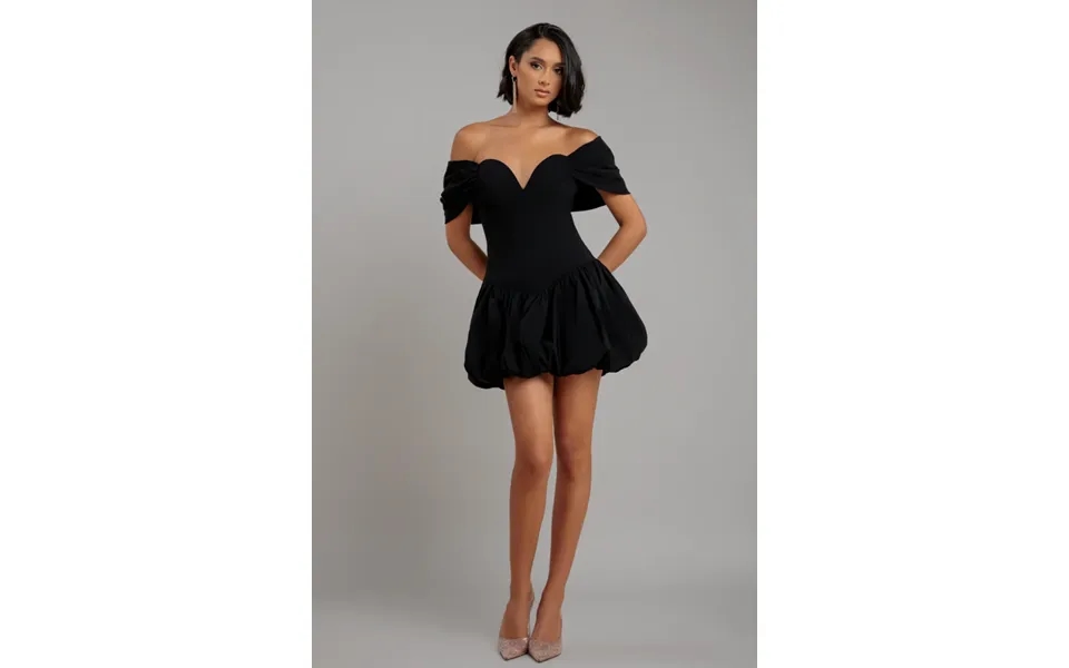 Goddiva Bardot Babydoll Corset Mini Dress - Black