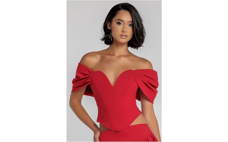 Goddiva Bardot Corset Top - Red