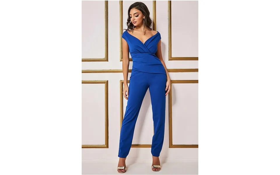 Goddiva Bardot Scuba Romper - Royal Blue