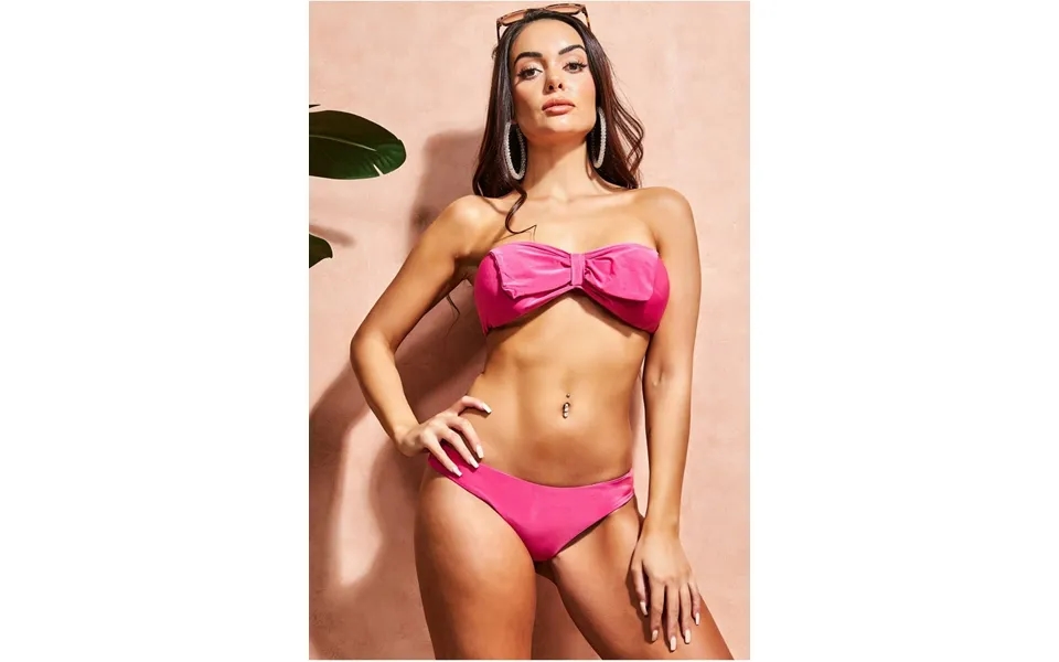 Goddiva Bow Detail Bikini - Cerise