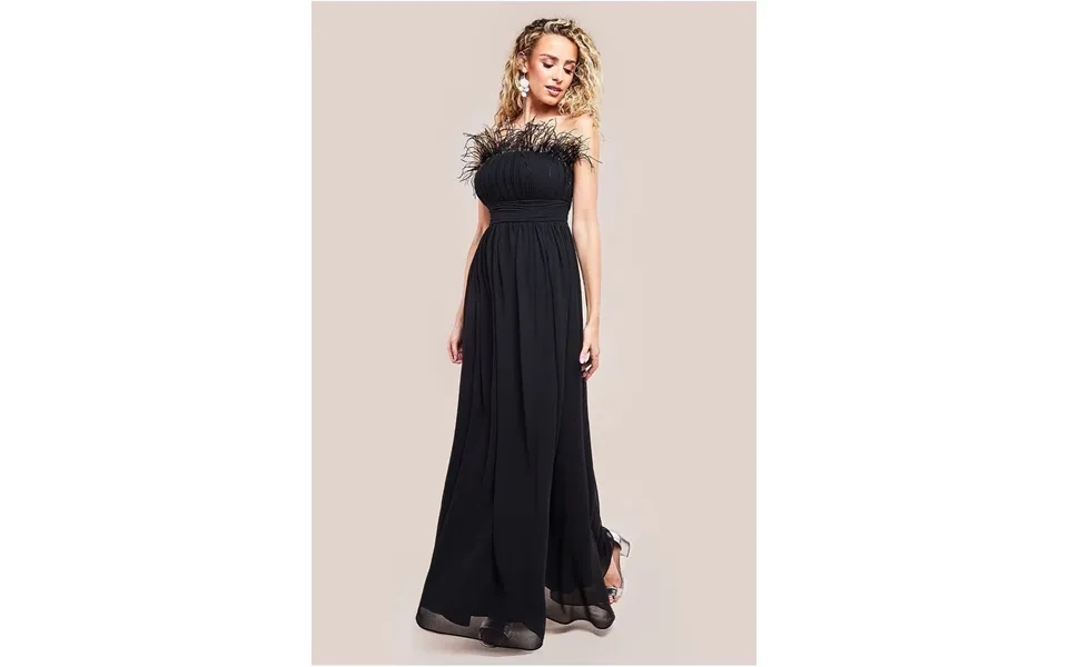 Goddiva Bridesmaids Chiffon Maxi Dress - Black