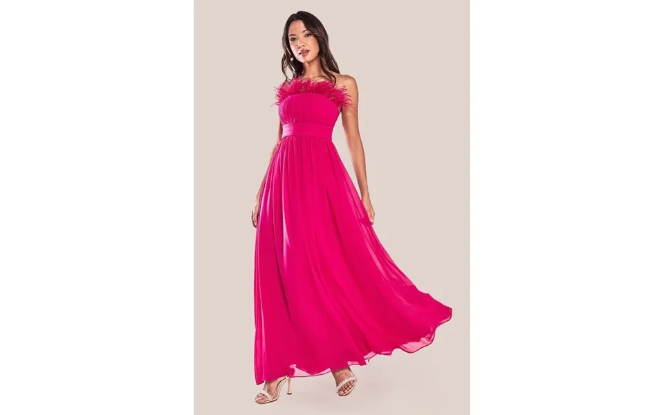 Goddiva Bridesmaids Chiffon Maxi Dress - Hot Pink