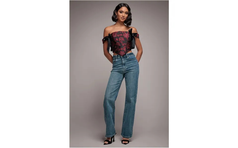 Goddiva Denim Mid Wash Straight Leg Denim Jeans - Blue