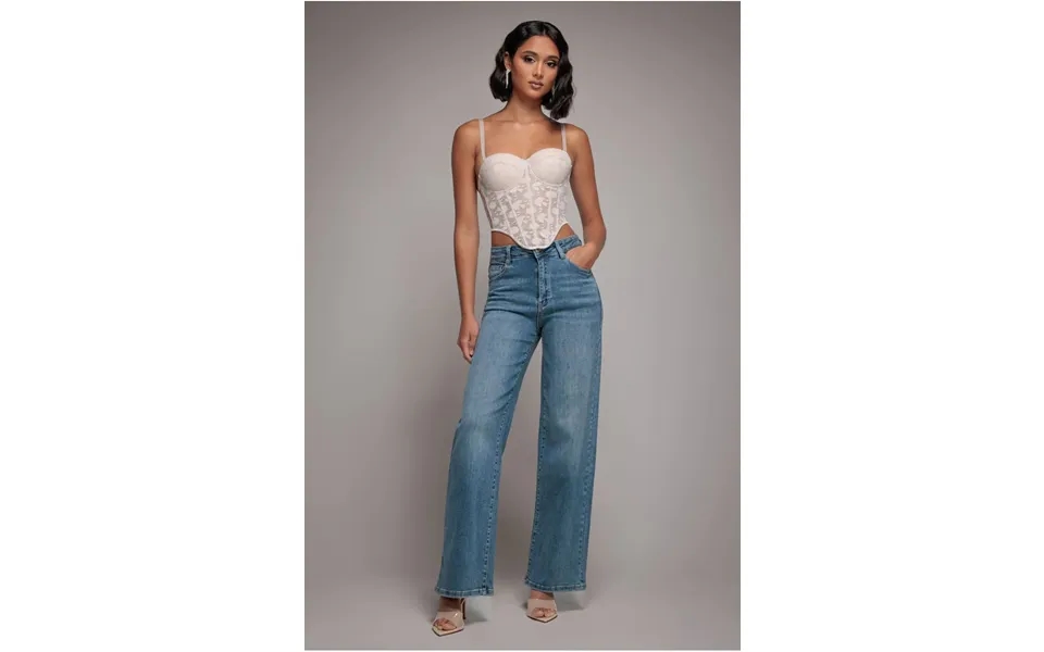 Goddiva Denim Straight Leg Stretch Denim Jeans - Blue