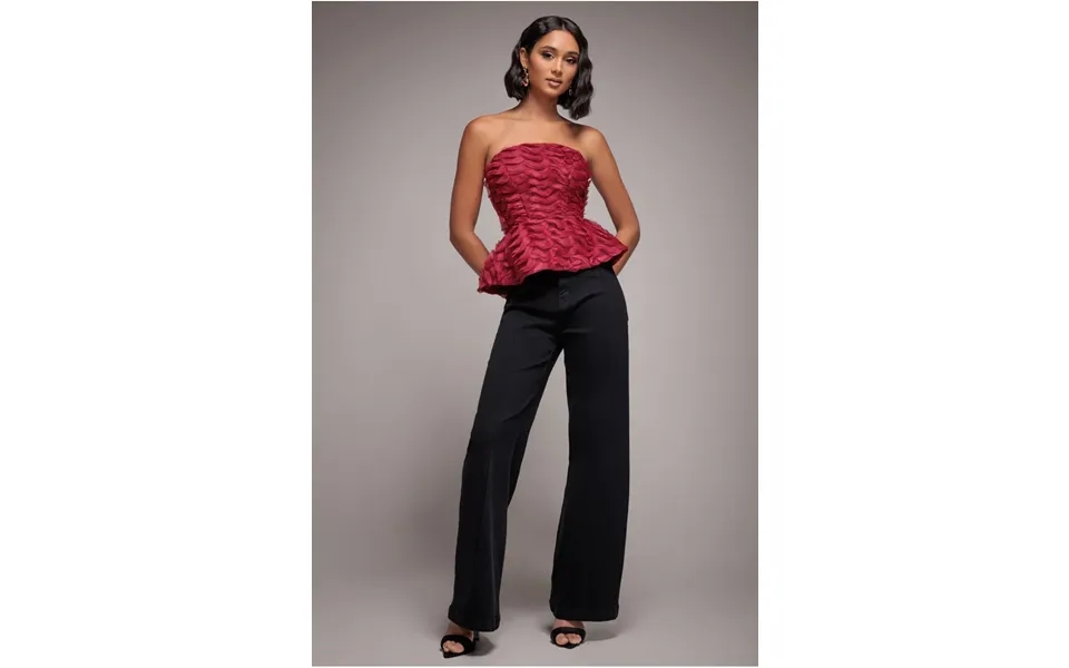 Goddiva Denim Wide Leg Stretch Denim Jeans - Black