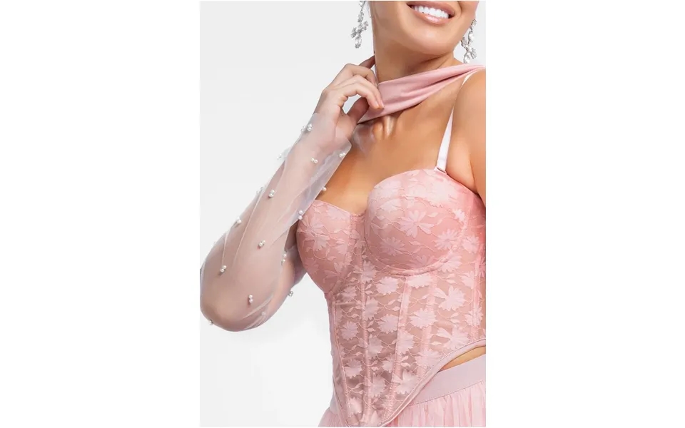 Goddiva Embellished Fingerless Mesh Gloves