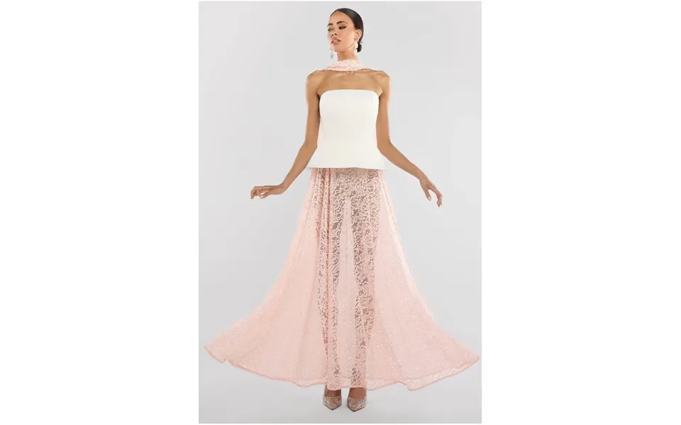 Goddiva Floral Lace A-line Maxi Skirt