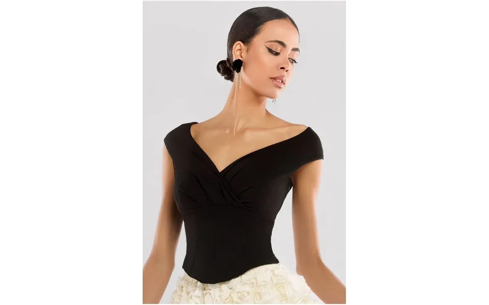 Goddiva Front Pleated Wrap Off The Shoulder Corset