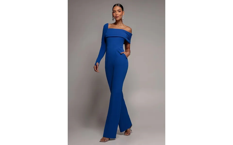 Goddiva One Shoulder Scuba Romper - Royal Blue