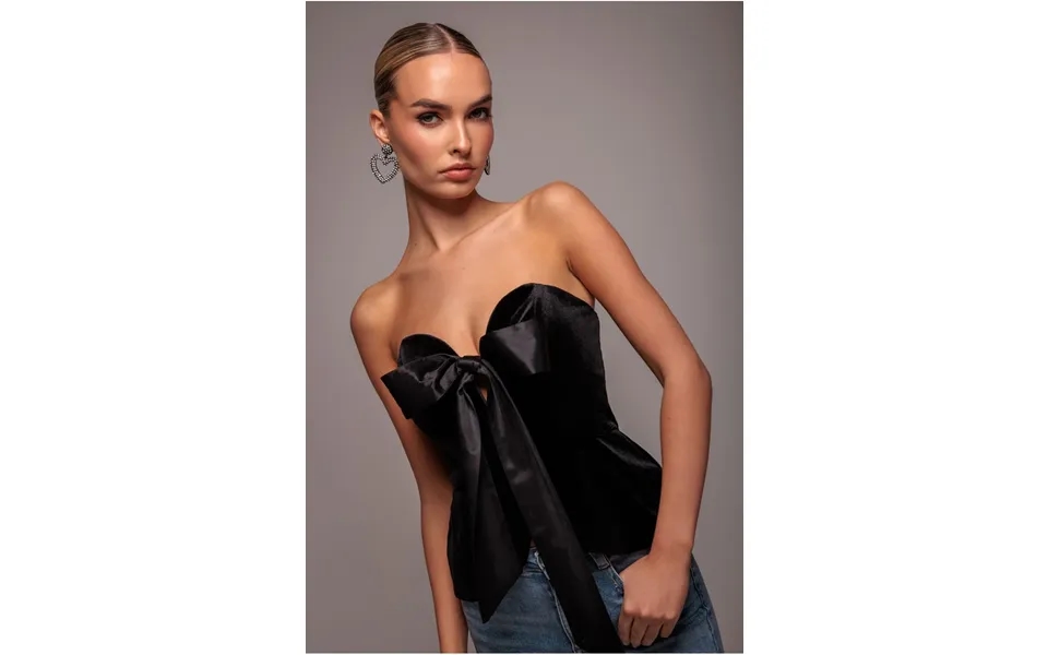 Goddiva Plunging Sweetheart Strapless Peplum Velvet & Satin Corset - Black