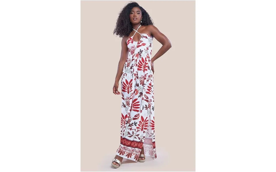 Goddiva Printed Tie Back Maxi - Cream