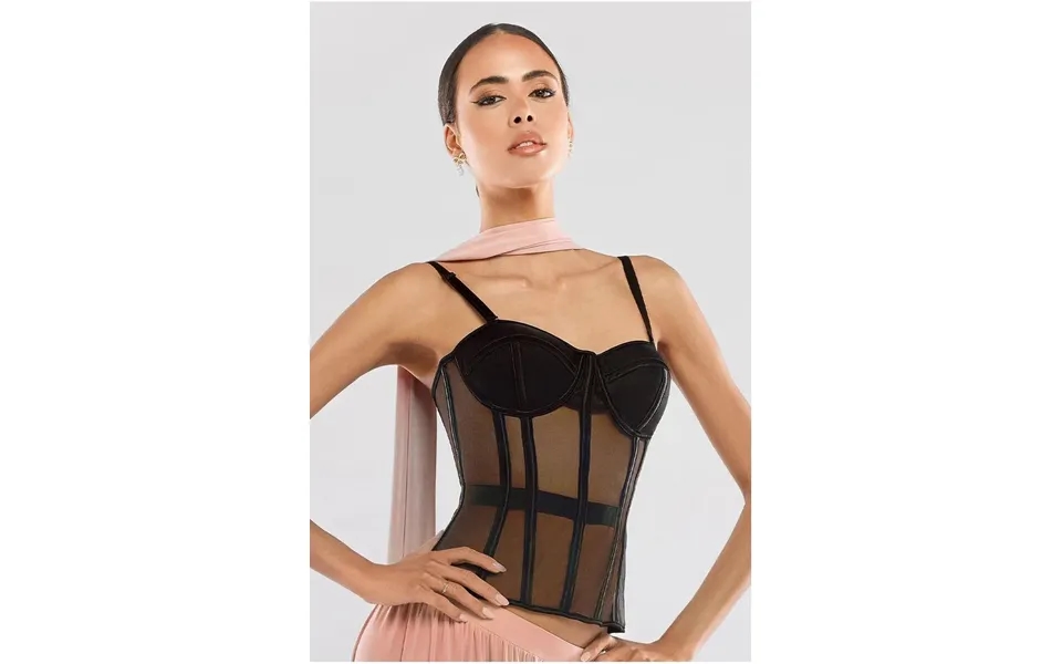 Goddiva Sheer Panel Mesh Corset