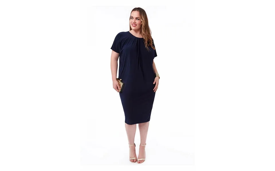 Goddiva Slouchy Short Sleeve Midi With Round Neck - Navy