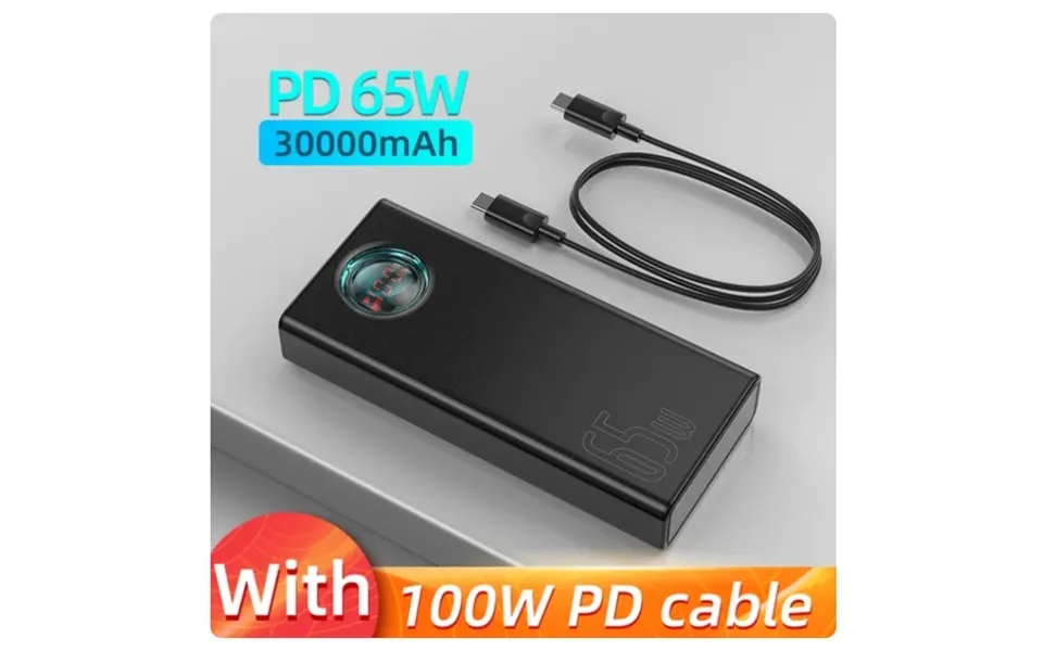 Baseus 65w Power Bank 30000mah Pd Quick Charge Fcp Scp Powerbank Portable External Charger For Smartphone Laptop Tablet