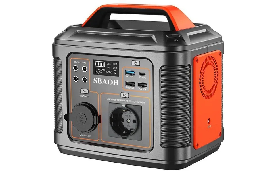 Sbaoh P302 Portable Power Station 300w - 296wh Generator Quick Charge 230v Ac Sockets Dc Ports And Led Flashlight