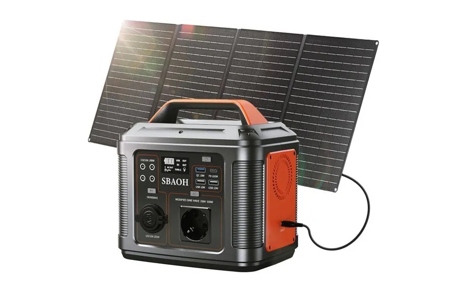 Sbaoh P302 Portable Power Station With 60 W Solar Panel - 296 Wh Solar Generator With 300 W Output