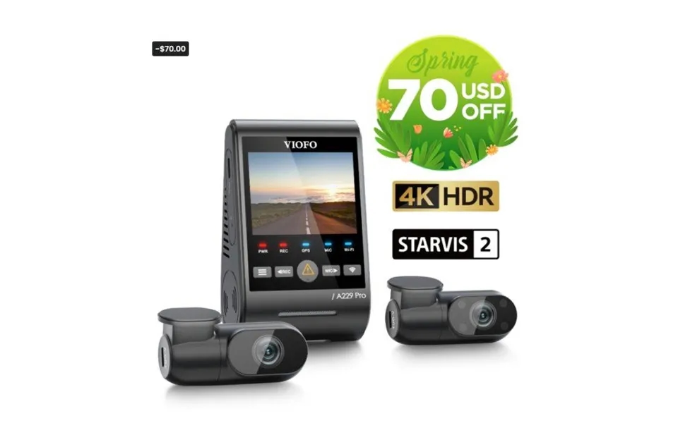 Viofo A229 Pro 3ch 4k 2k 1080p Hdr 3 Channels Car Dash Camera With Sony Starvis 2 Sensors For Lyft Taxi Ridesharing Driv