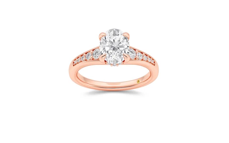 Bloom Tapered Pavé Set Hidden Halo Oval Lab Grown Diamond Engagement Ring 10k Rose Gold 4 Ct