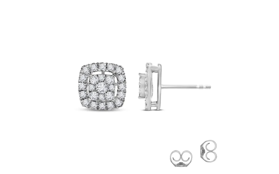 Cluster Cushion Lab Created Diamond Stud Earrings 10k White Gold 2 Ct