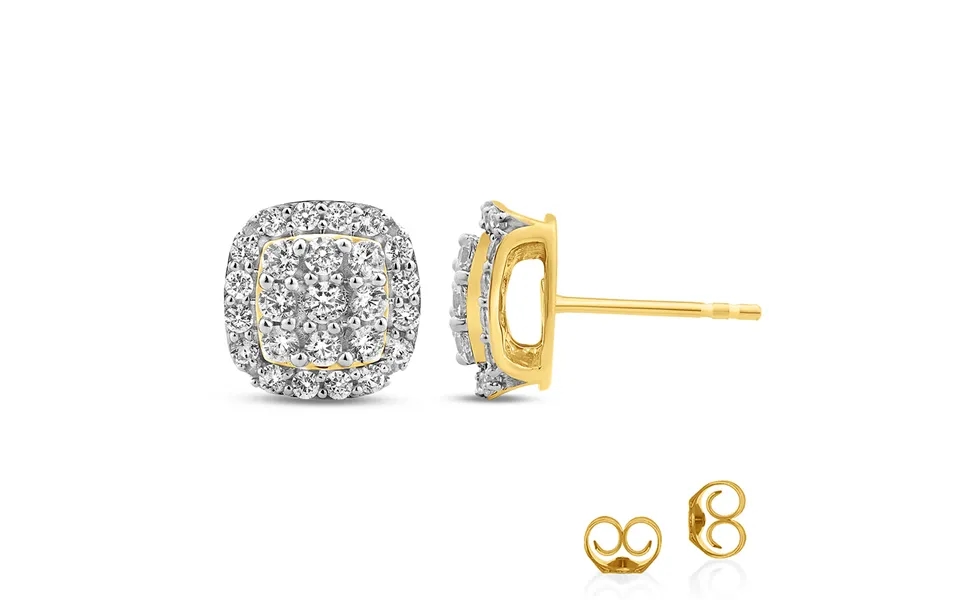 Cluster Cushion Lab Grown Diamond Earrings 14k Yellow Gold 1 Ct