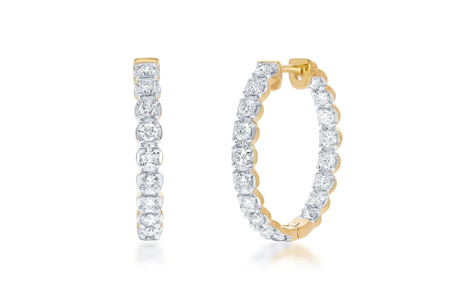 Dangling Lab Grown Inside Out Diamond Hoop Earrings 10k Yellow Gold 2 Ct