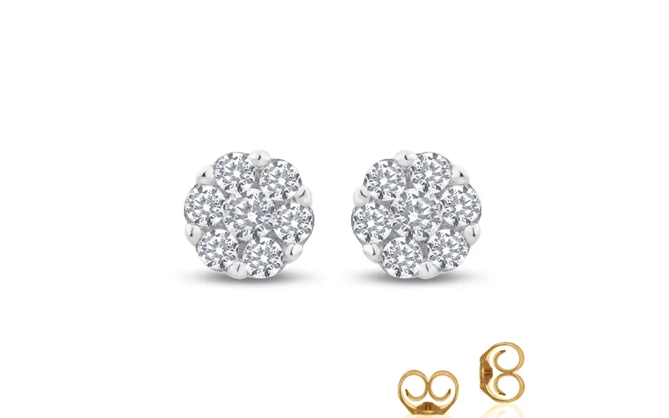 Floral Lab Created Cluster Diamond Stud Earring Yellow Gold 1 Ct