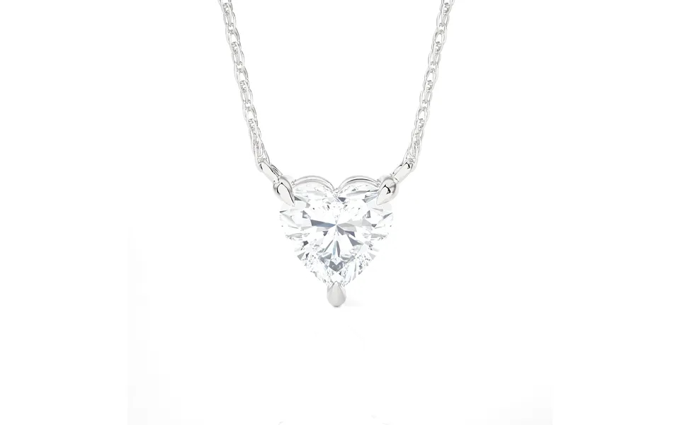 Heart Shape White Gold Floating Lab Diamond Solitaire Necklace 1 - 3 Ct