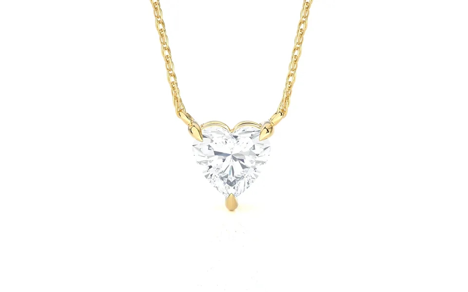 Heart Shape Yellow Gold Floating Lab Diamond Solitaire Necklace 1 - 3 Ct