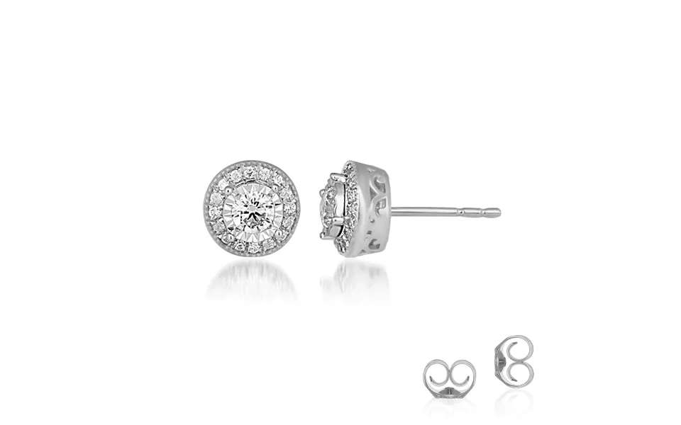 Illusion Set Halo Diamond Stud Earrings White Gold 1 2 Ct. Tw