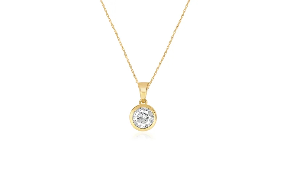 Lab Grown Bezel Set Gh Si Diamond Necklace 14k Yellow Gold 1 3 Ct