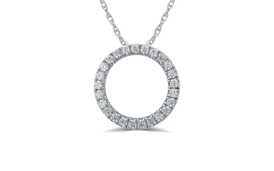 Lab Grown Circle Diamond Necklace Pendant 10k White Gold 1 4 Ct