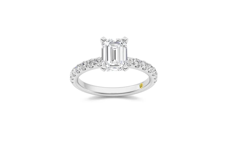 Maya Scalloped Pavé Half Coverage Emerald Cut Lab Grown Diamond Engagement Ring 10k White Gold 2 1 2 Ct