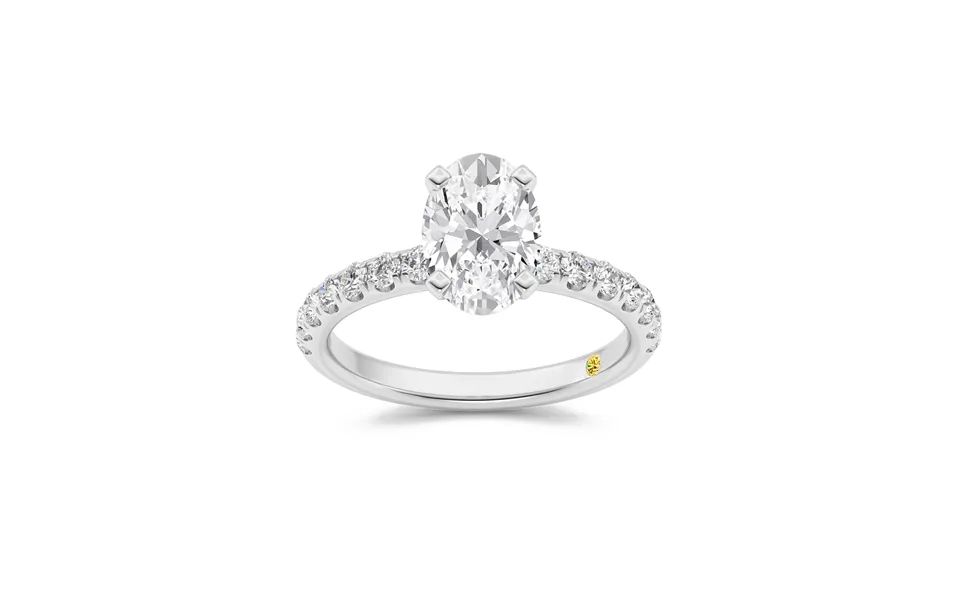 Maya Scalloped Pavé Half Coverage Oval Lab Grown Diamond Engagement Ring 18k White Gold 3 1 4 Ct