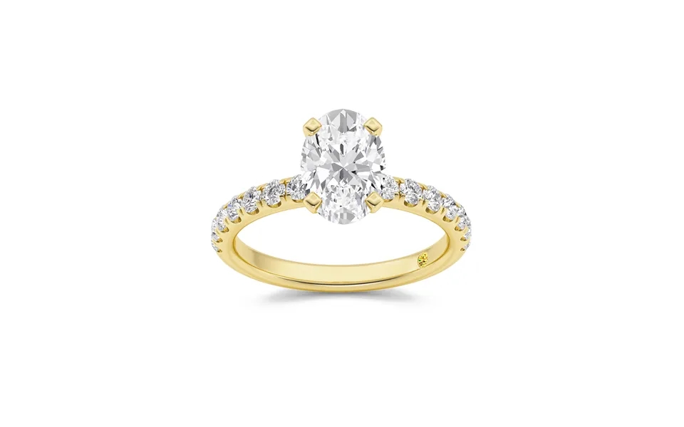Maya Scalloped Pavé Half Coverage Oval Lab Grown Diamond Engagement Ring 18k Yellow Gold 3 1 4 Ct