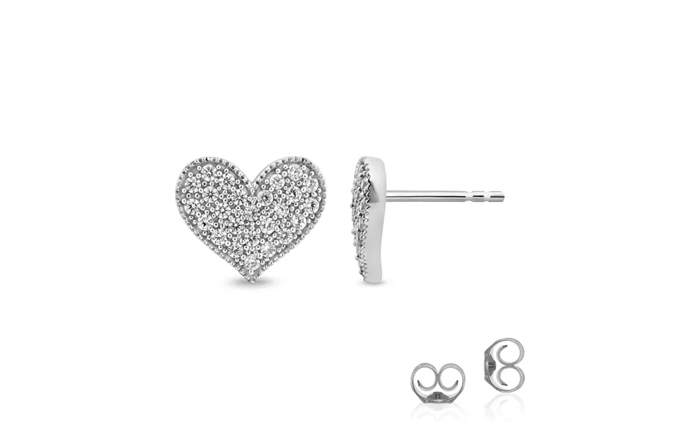 Milgrain Edged Diamond Heart Earrings 10k White Gold 2 Ct. Tw
