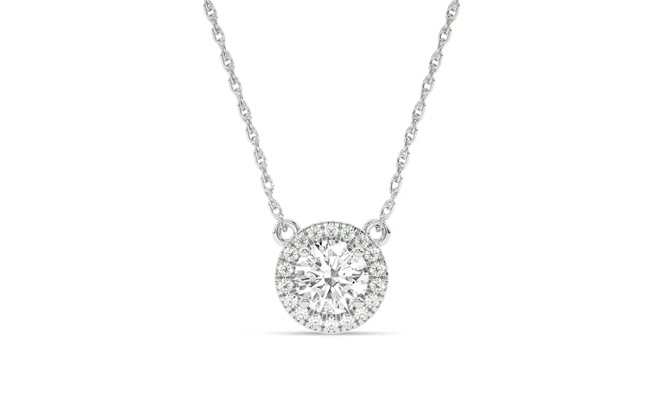Opulent Lab Grown Dynasty Halo Diamond Necklace 10k White Gold 2 1 3 Ct