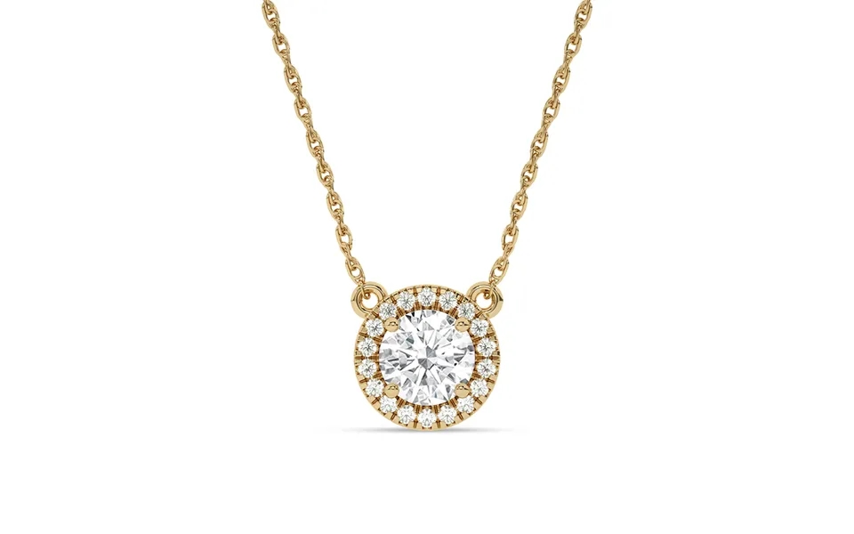 Opulent Lab Grown Dynasty Halo Diamond Necklace 10k Yellow Gold 2 1 3 Ct