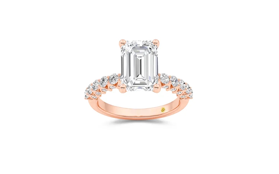 Verda Art Deco Inspired V-prong Emerald Cut Lab Grown Diamond Engagement Ring 10k Rose Gold 4 3 4 Ct