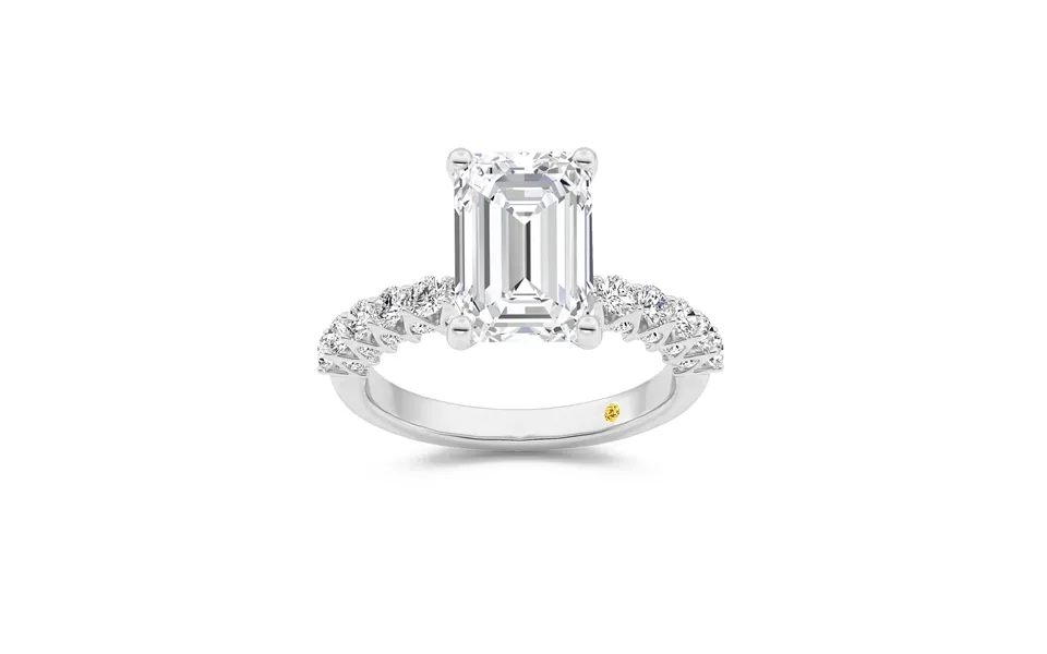Verda Art Deco Inspired V-prong Emerald Cut Lab Grown Diamond Engagement Ring 10k White Gold 4 3 4 Ct