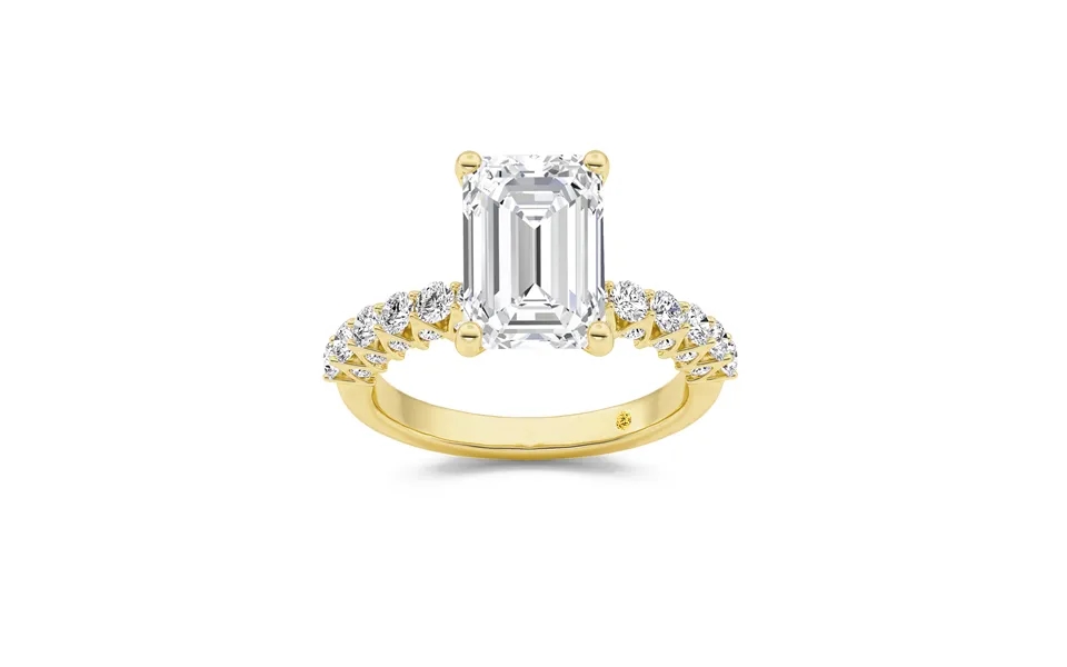 Verda Art Deco Inspired V-prong Emerald Cut Lab Grown Diamond Engagement Ring 10k Yellow Gold 4 3 4 Ct