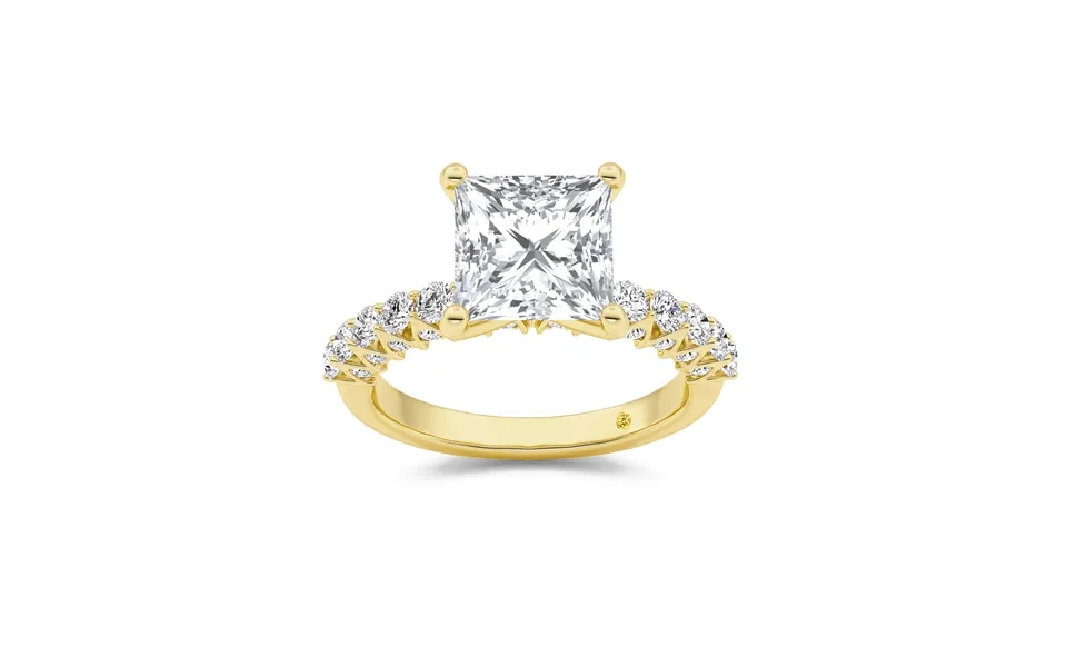 Verda Art Deco Inspired V-prong Princess Cut Lab Grown Diamond Engagement Ring 10k Yellow Gold 4 3 4 Ct