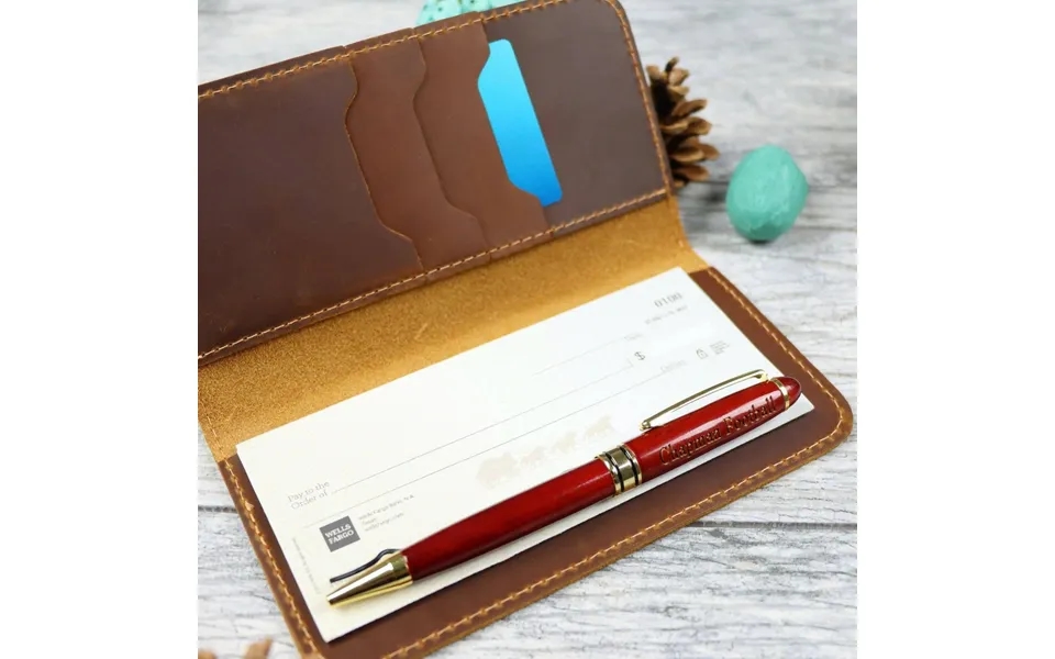 Leather Checkbook Wallet - Real Leather