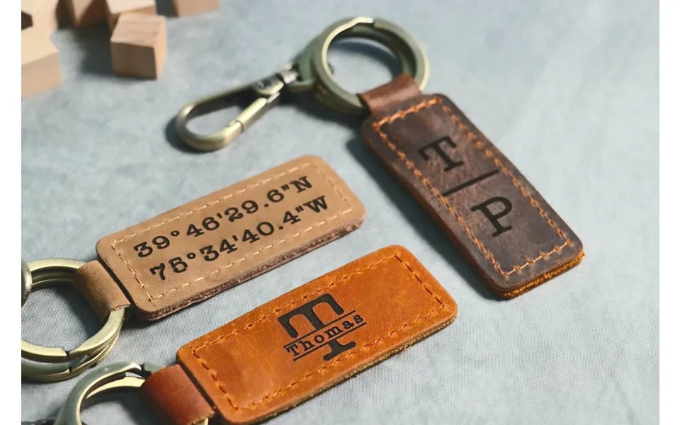 Personalized Leather Keychain - Personalized Coordinates Keychain
