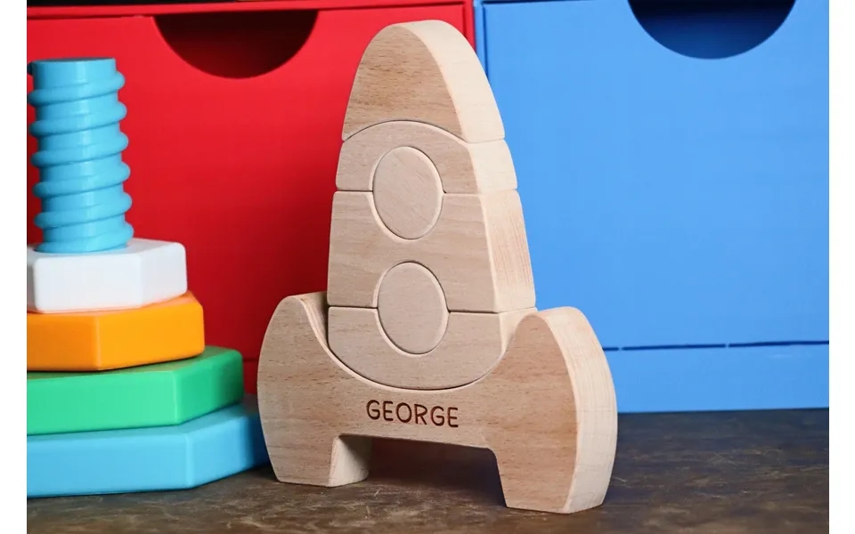 Wooden Stackable Rocket Toy