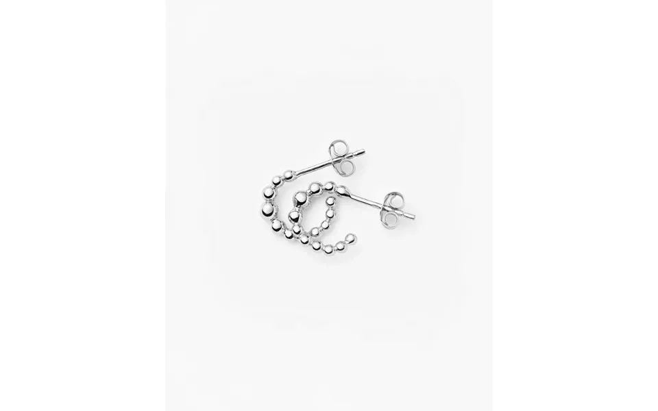 Beaded Mini Hoop Earrings Silver Plated