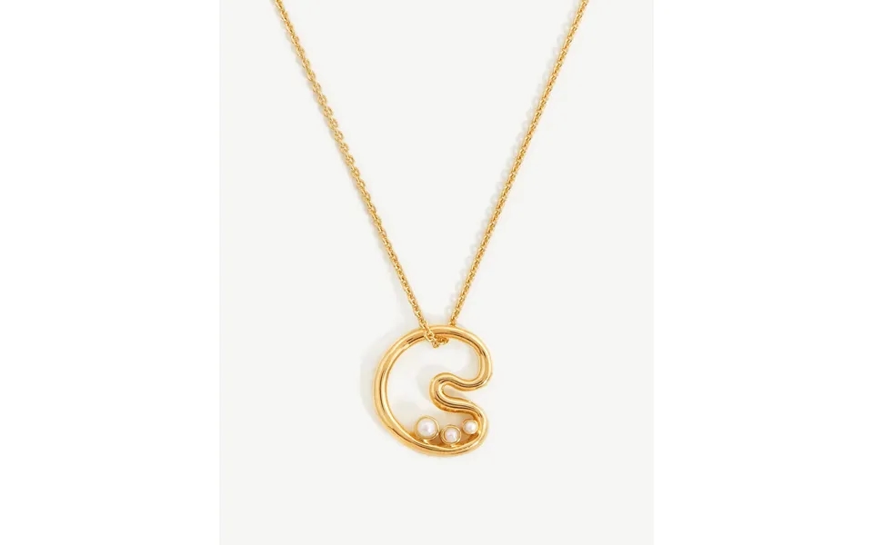 Chubby Pearl Initial Pendant Necklace - Initial C 18k Gold Vermeil Pearl