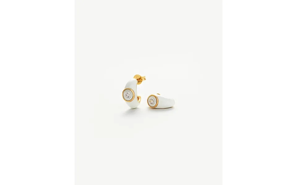 Enamel & Stone Dome Small Hoop Earrings
